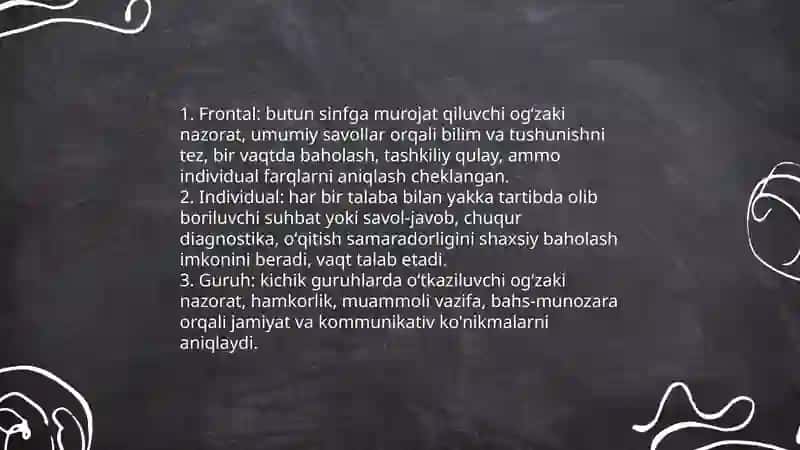 Ogʻzaki nazorat metodlari 3