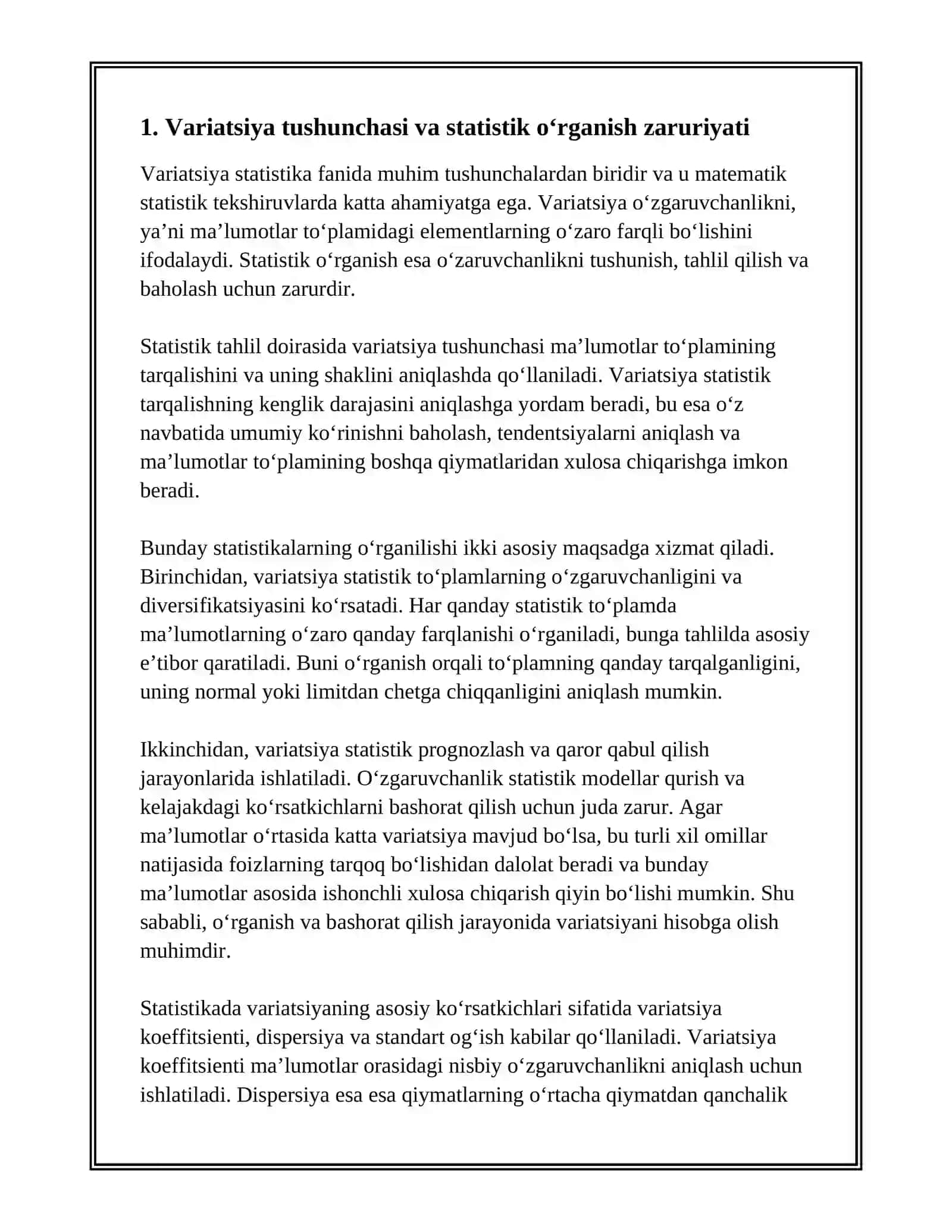 VARIATSIYANING STATISTIK O'RGANISH ZARURLIGI 3