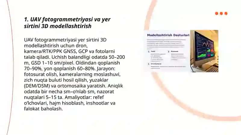 UAV fotogrammetriyasi va yer sirtini 3D modellashtirish 3