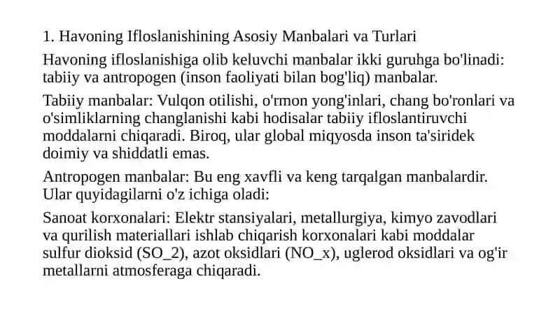 Havoning ifloslanish muammolari 3