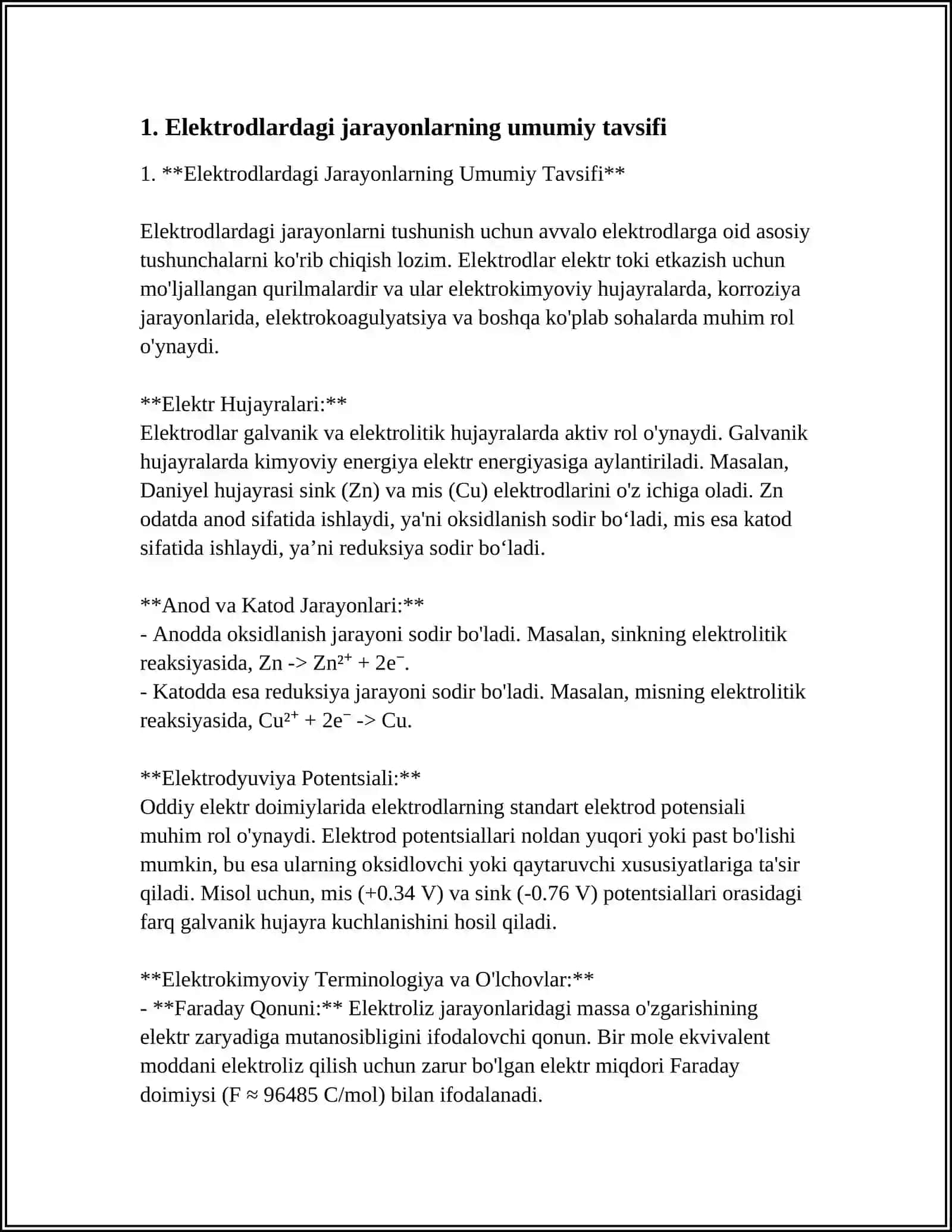 Elektrodlardagi Jarayonlarning Umumiy Tavsifi 3