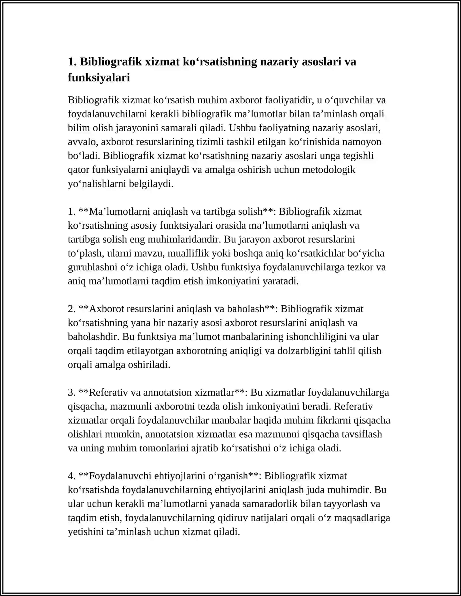 BIBLIOGRAFIK XIZMAT KOʻRSATISH 3
