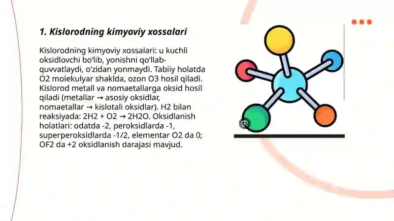 Kislorodning kimyoviy xossalari 3