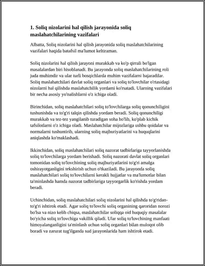 SOLIQ ORGANLARIDA SOLIQ NIZOLARINI SUDGACHA HAL QILISH AMALIYOTI 3
