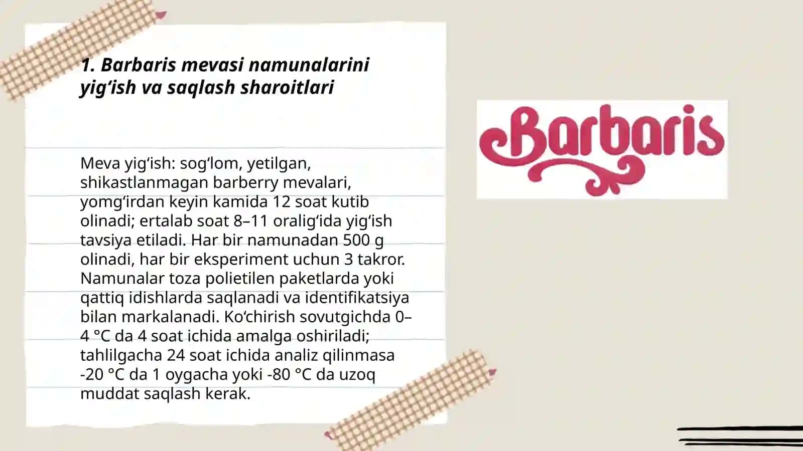 Barbaris mevasidagi erkin organik kislotalarni aniqlash 3