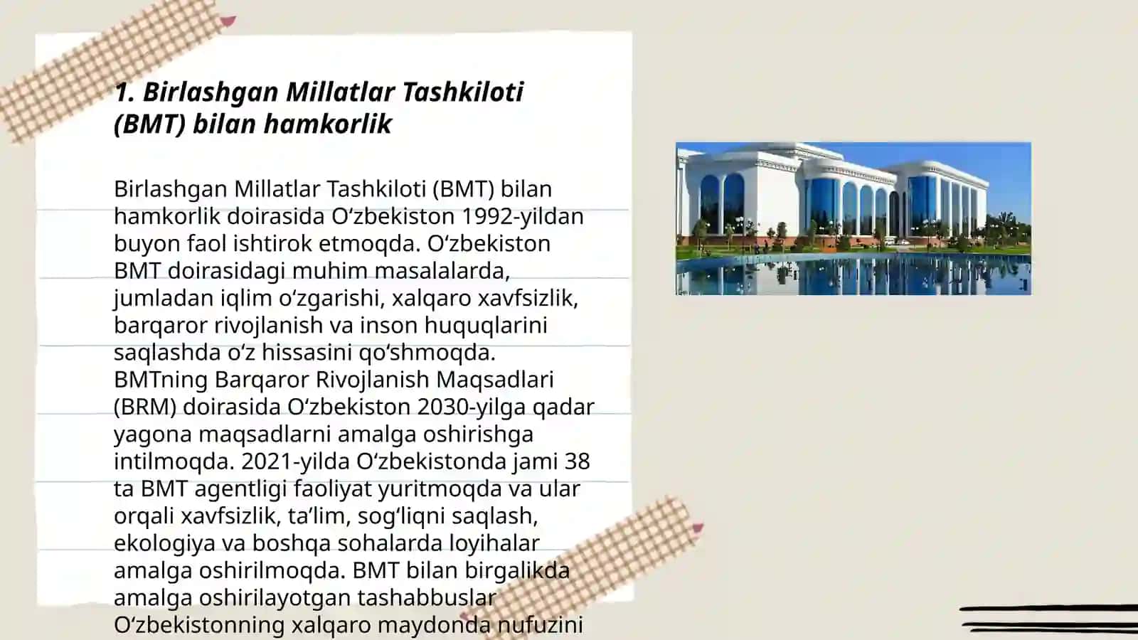 Birlashgan Millatlar Tashkiloti (BMT) bilan hamkorlik 3
