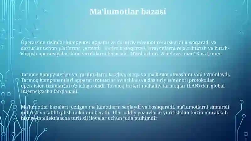 Axborot texnalogiyalarning tarkibiy qismlari 3