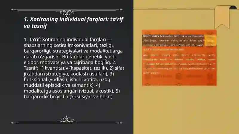 Xotiraning individual farqlari va ularni aniqlash 3