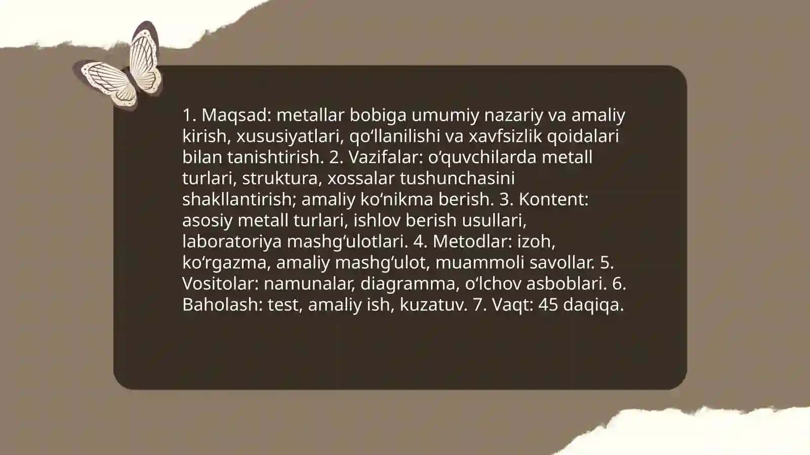 Metallar bobini o'qitish metodikasi 3