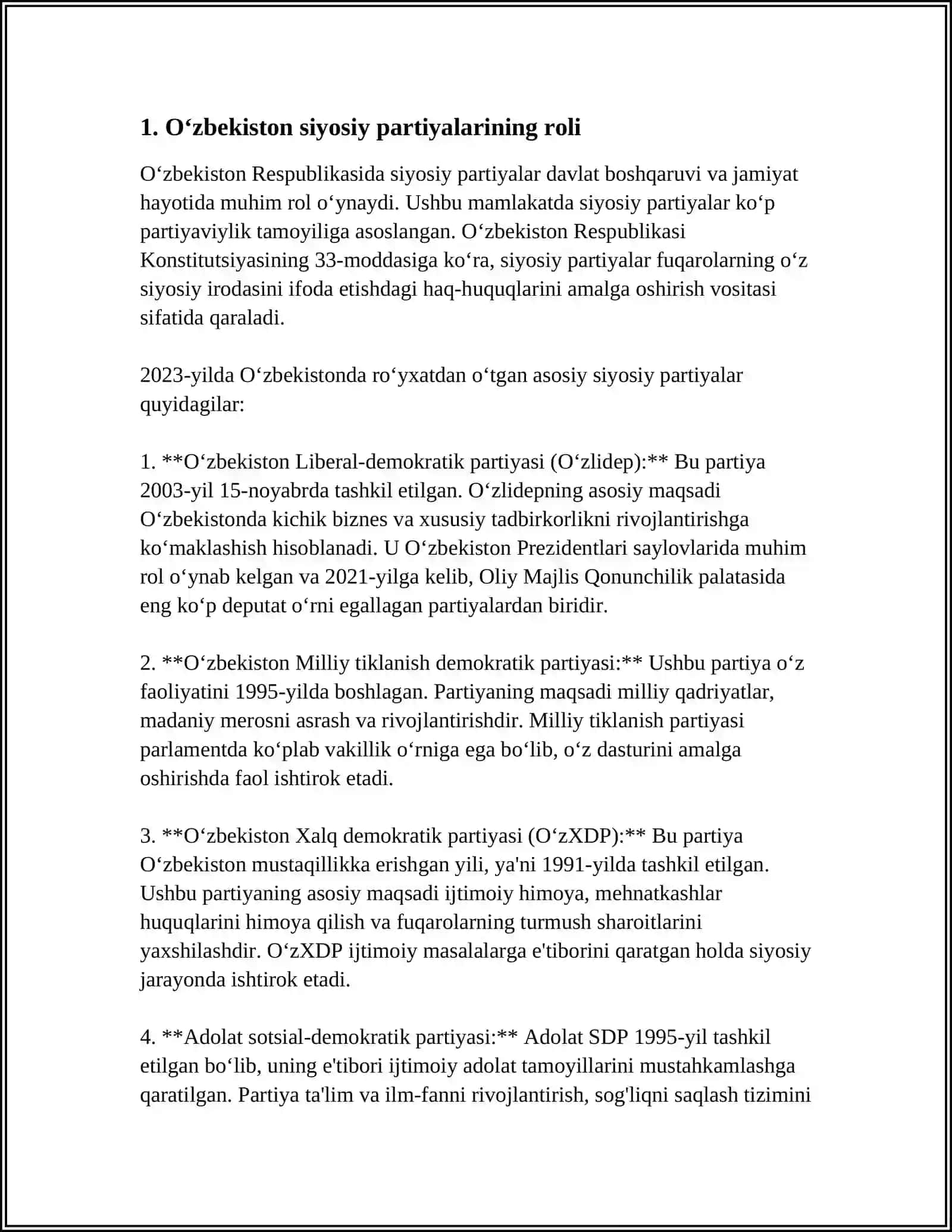 OʻZBEKISTON RESPUBLIKASI SIYOSIY PARTIYALARI 3