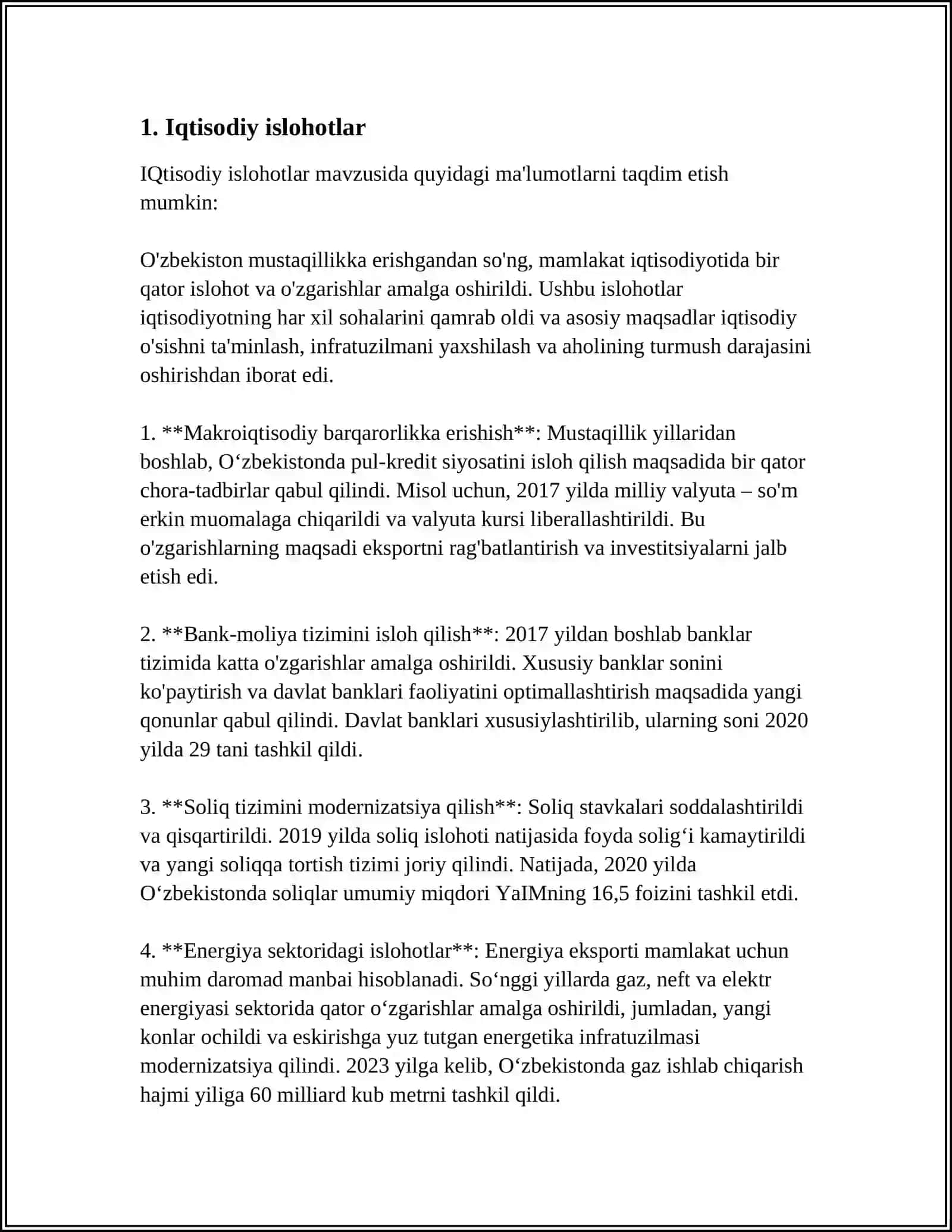 Iqtisodiy islohotlar 3
