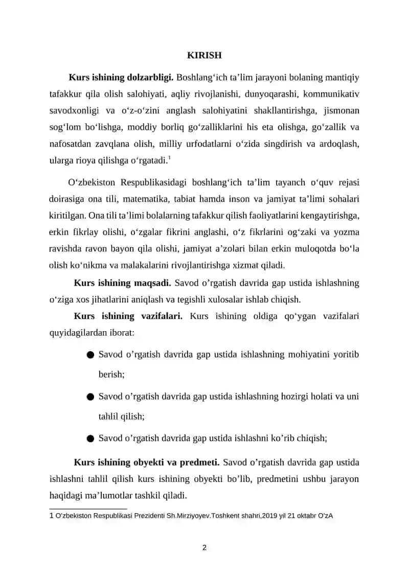 Savod o’rgatish davrida gap ustida ishlash 3