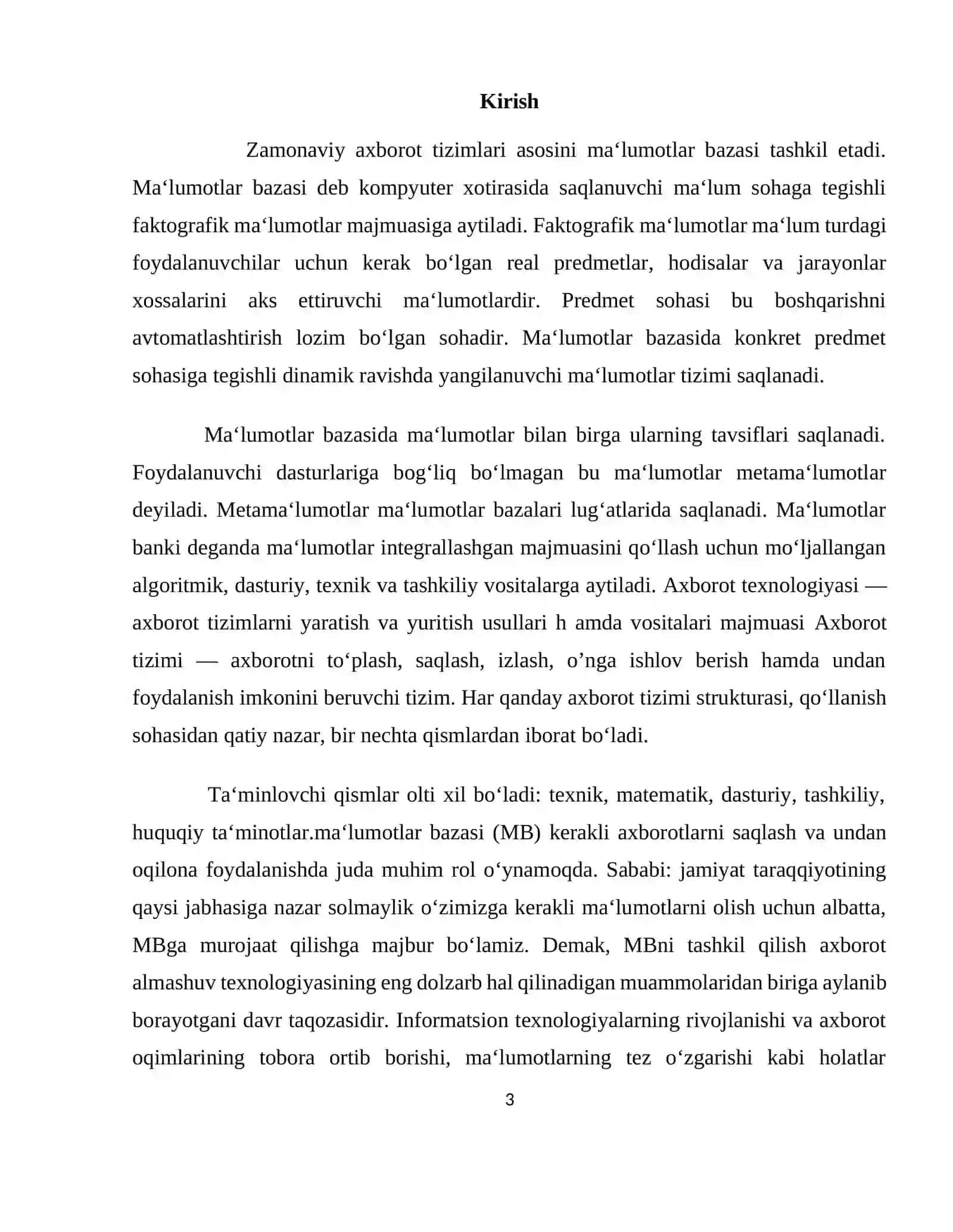 DASTURIY VOSITALAR XAVFSIZLIGI FANIDAN MA’LUMOTLAR BAZASI BOSHQARUV TIZIMLARI VA DASTURIY VOSITALAR 3