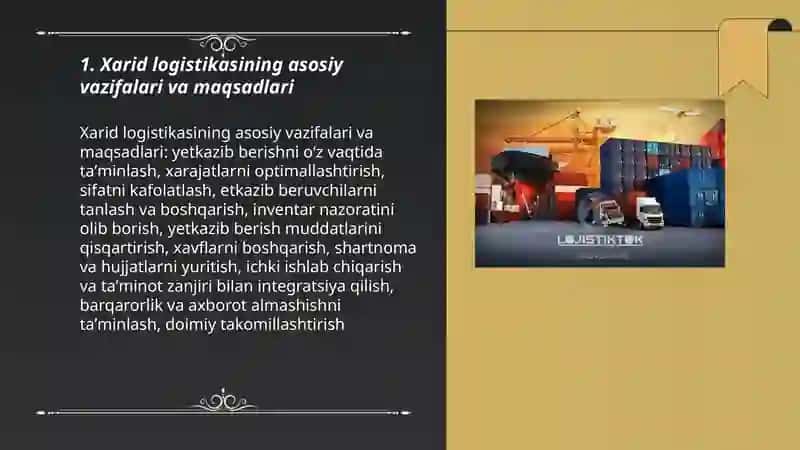 Xarid logistikasining vazifalari va amal qilish muddati 3
