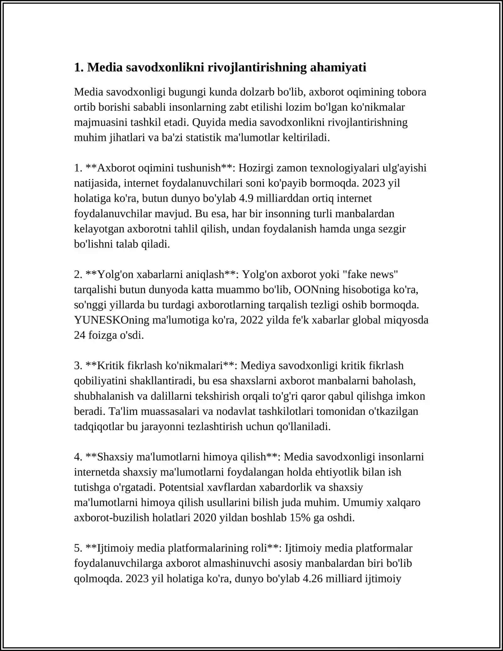 MEDIA SAVODXONLIK VA IQTIDORLI YOSHLARNING AXBOROT ISTE'MOLI 3