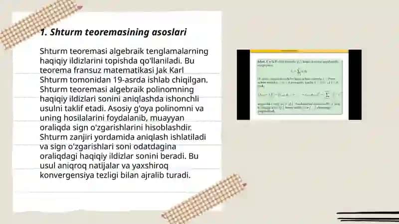 Shturm teoremasi va uning tadbiqlari 3