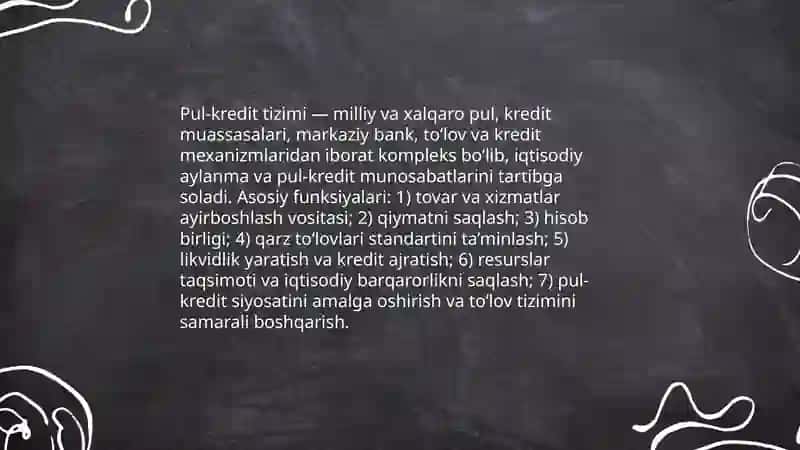 Pul kredit tizimi va banklar 3