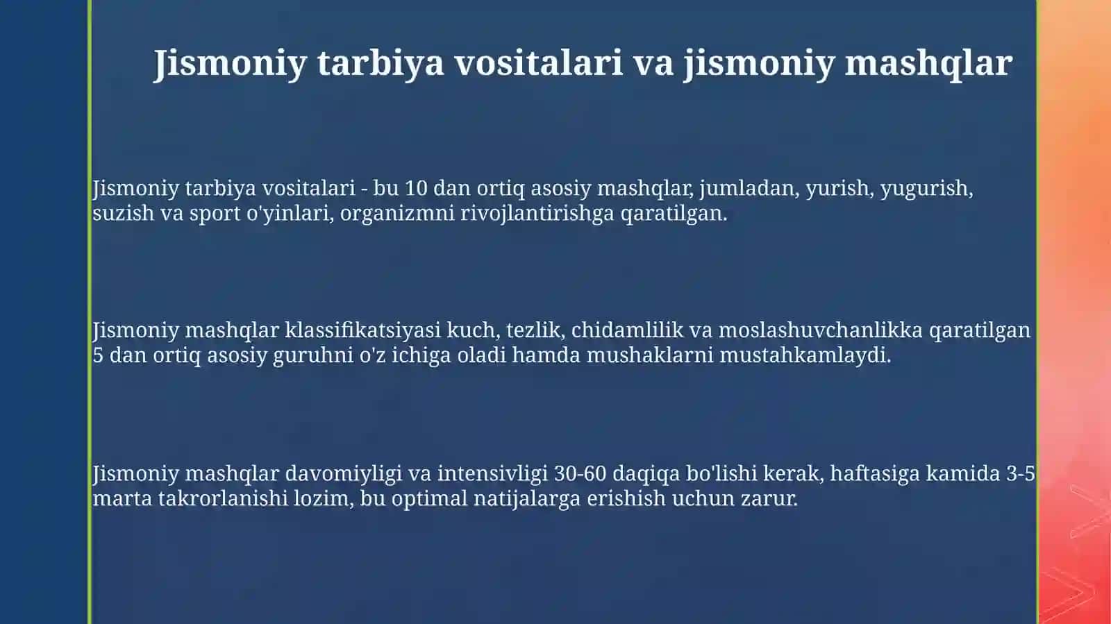 Jismoniy tarbiya vositalari va jismoniy mashqlar 3