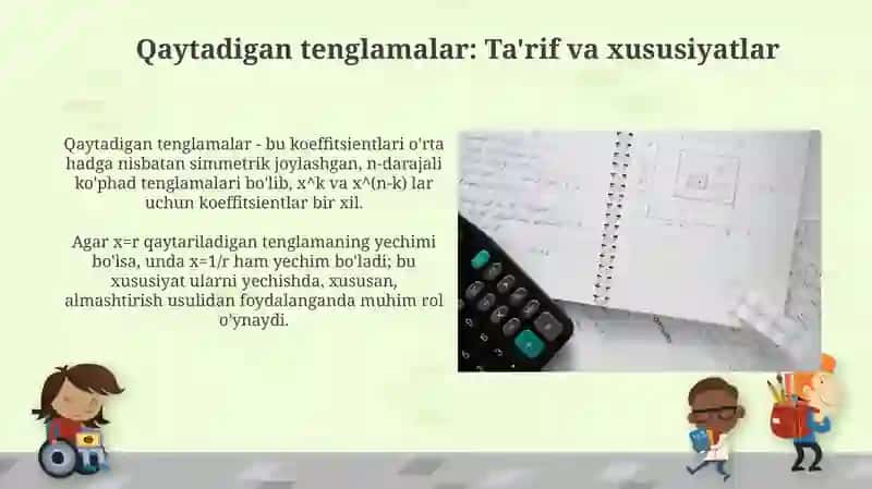 Qaytma va yuqori darajali tenglamalar 3