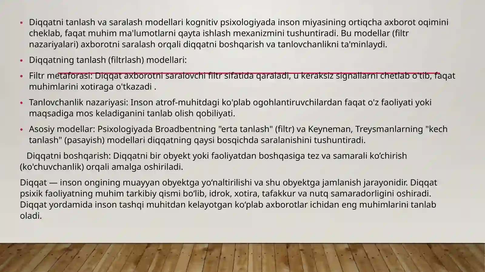 diqqatni tanlash  saralash modellari sifatida 3