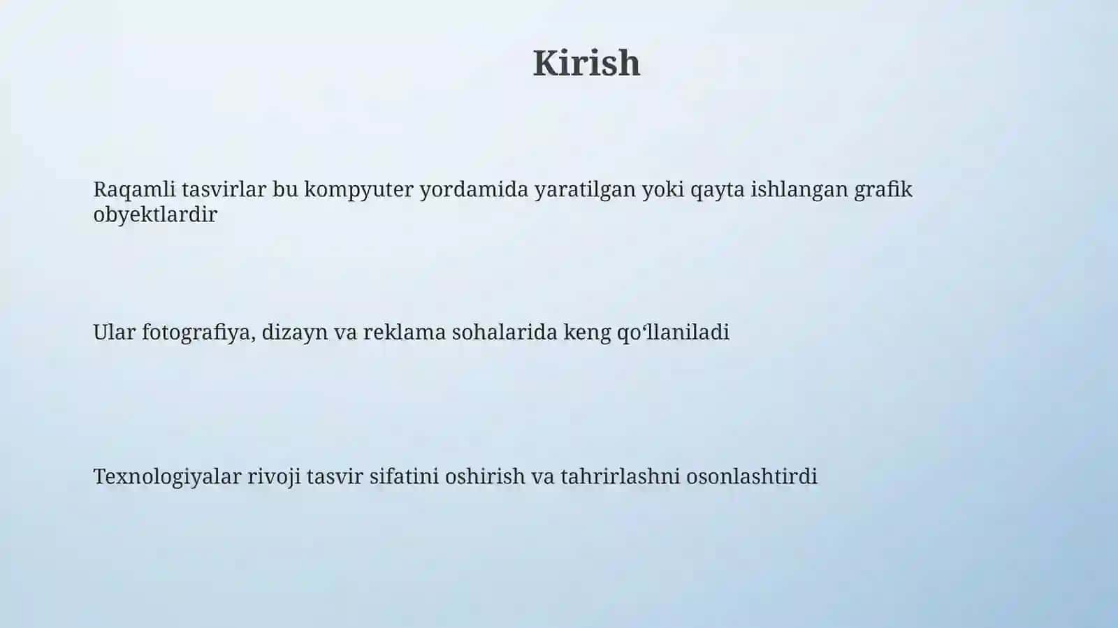 Raqamli tasvirlarni yaratish va qayta ishlash vositalari 3