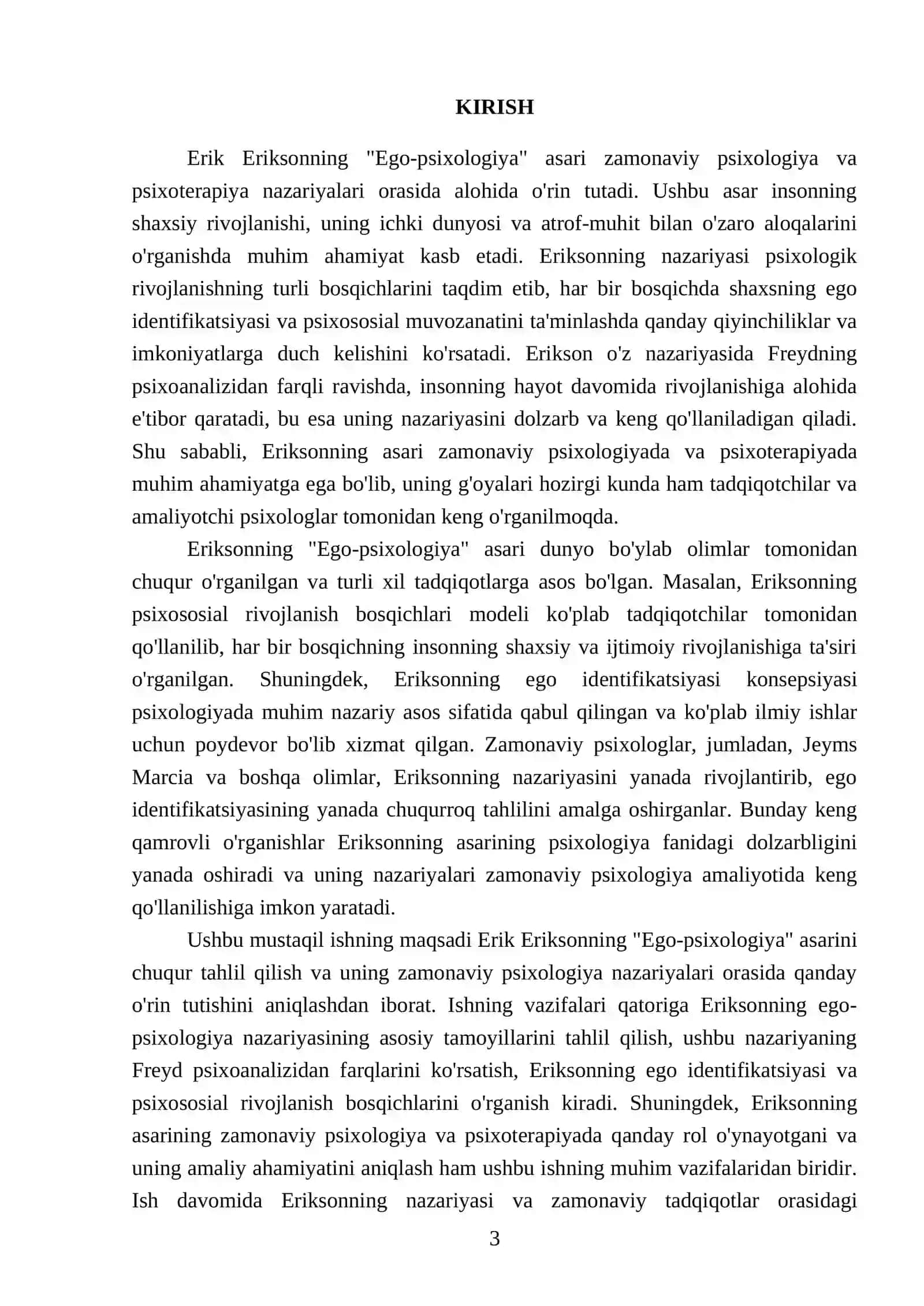E.Eriksonning "Ego- psixologiya" asarining sharhi 3
