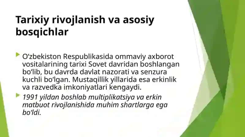 O‘zbekistonRespublikasining ommaviy axborot vositalarining faoliyati 3