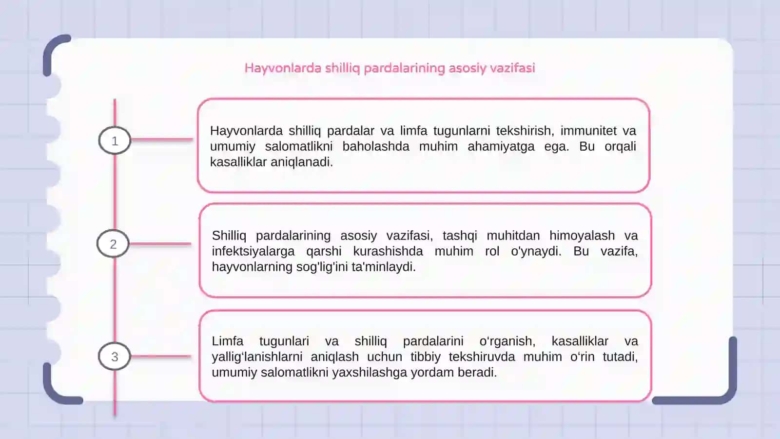Hayvonlarda Shilliq pardalar va limfa tugunlarni tekshirish 3