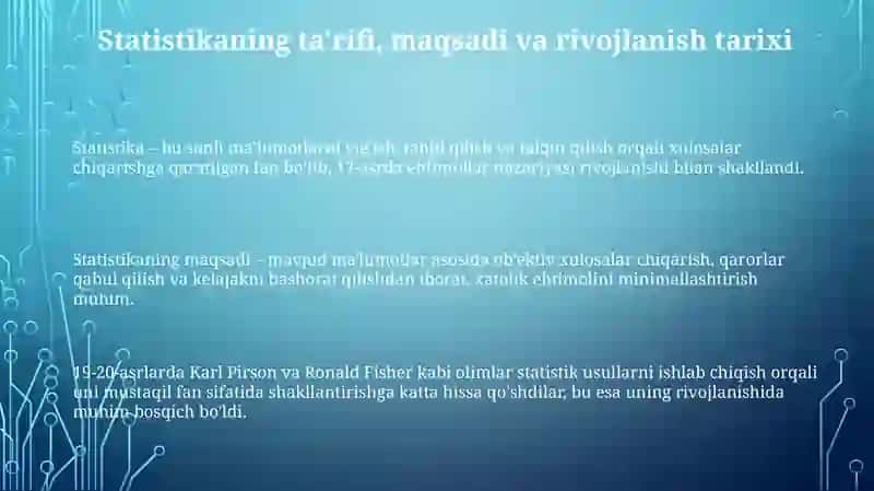 Statistika fanining maqsad va vazifalari 3
