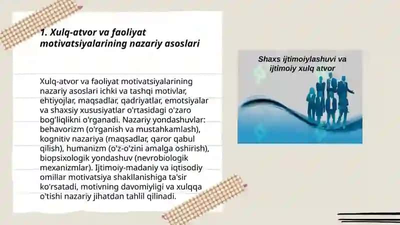 Xulq atvor va faoliyat motivatsiyalari 3
