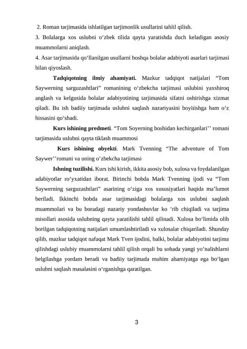 Tom Soyerning sarguzashtlari romani tarjimasi 3