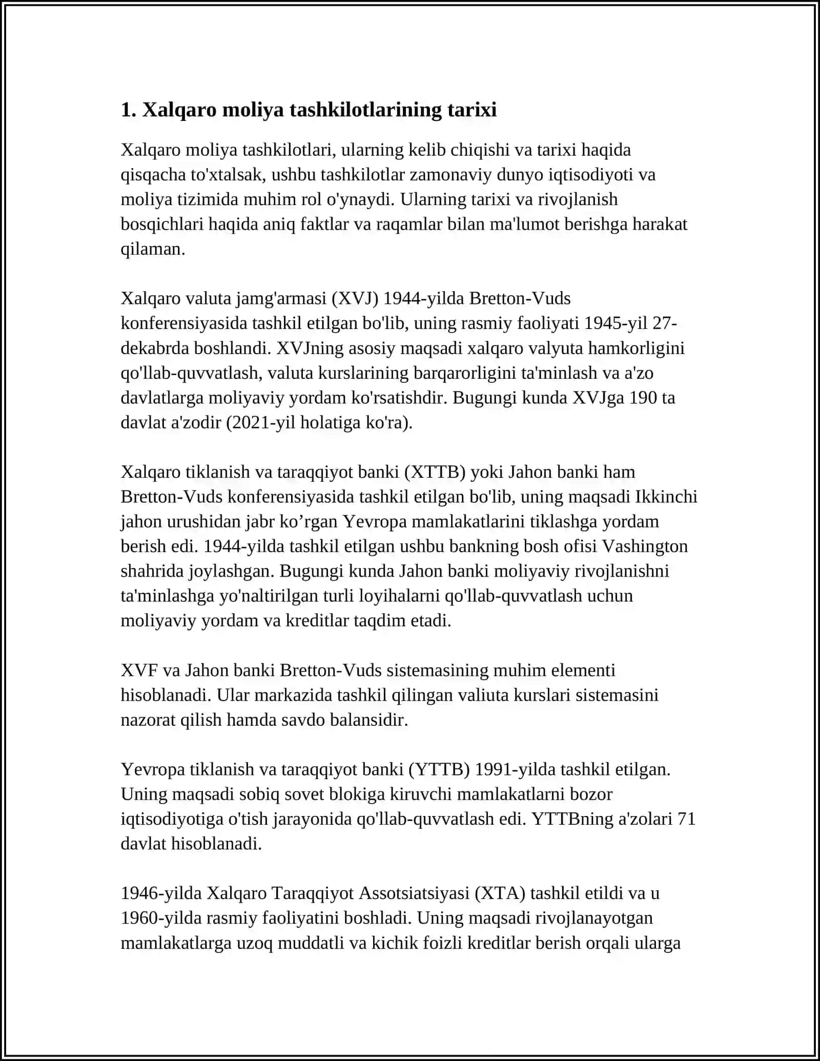 Xalqaro moliya tashkilotlarining tarixi 3