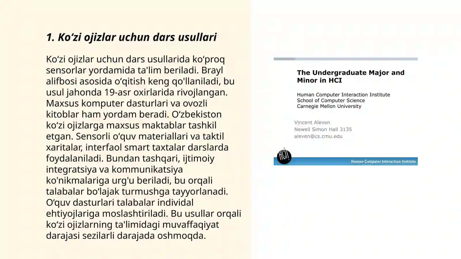 Koʻzi ojizlar uchun dars usullari 3