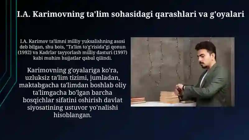 I.A. Karimovning ta'lim sohasidagi qarashlari va g'oyalari 3