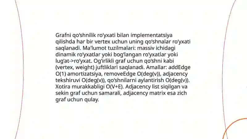 Grafflarni amalga oshirish algoritmlari 3
