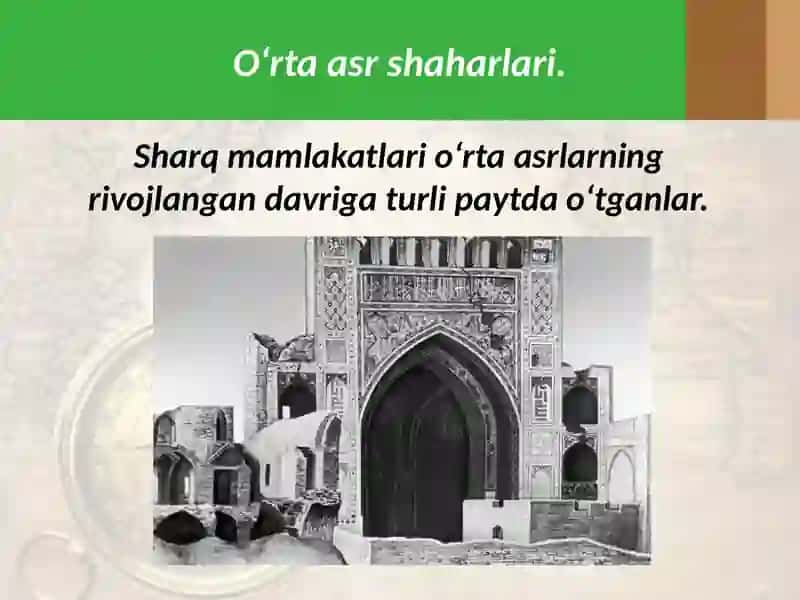 O‘rtaasr Osiyoshaharlari 3