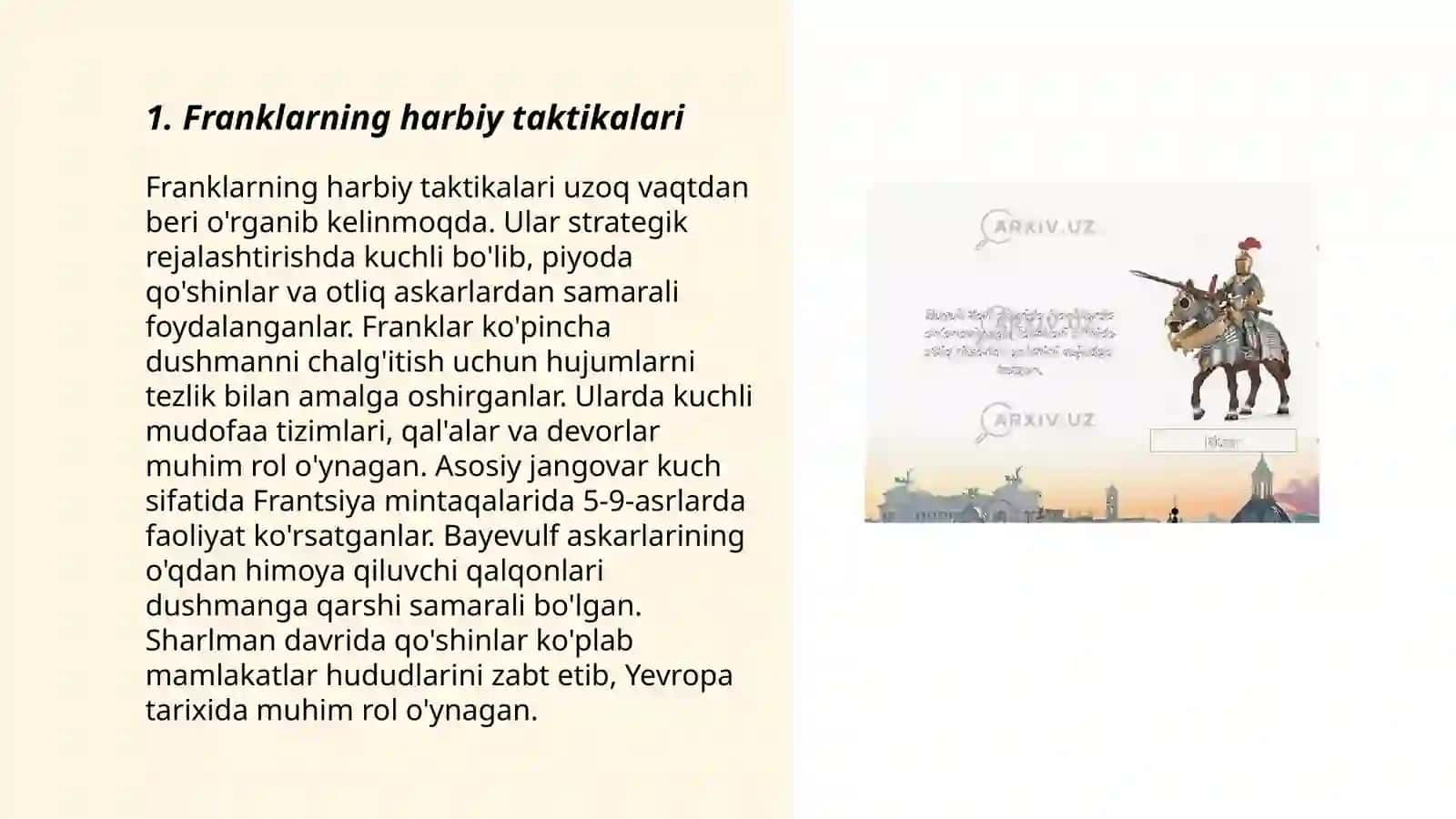 Franklar va Arablar harbiy San'ati 3