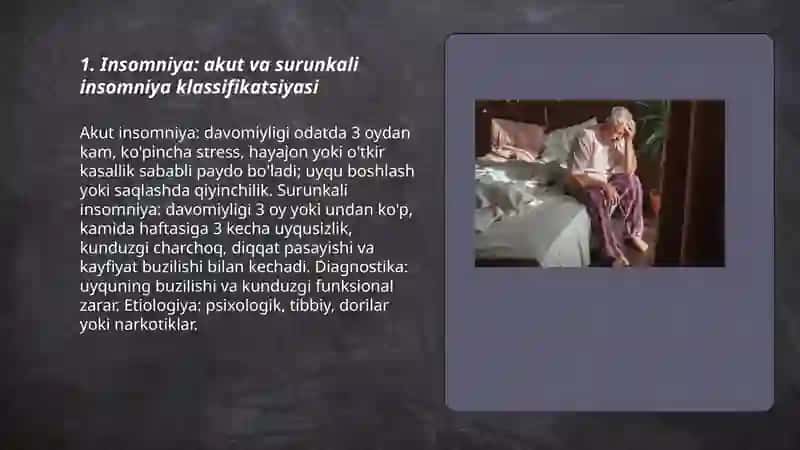 Uyqu buzilishlari klassifikatsiyasi 3