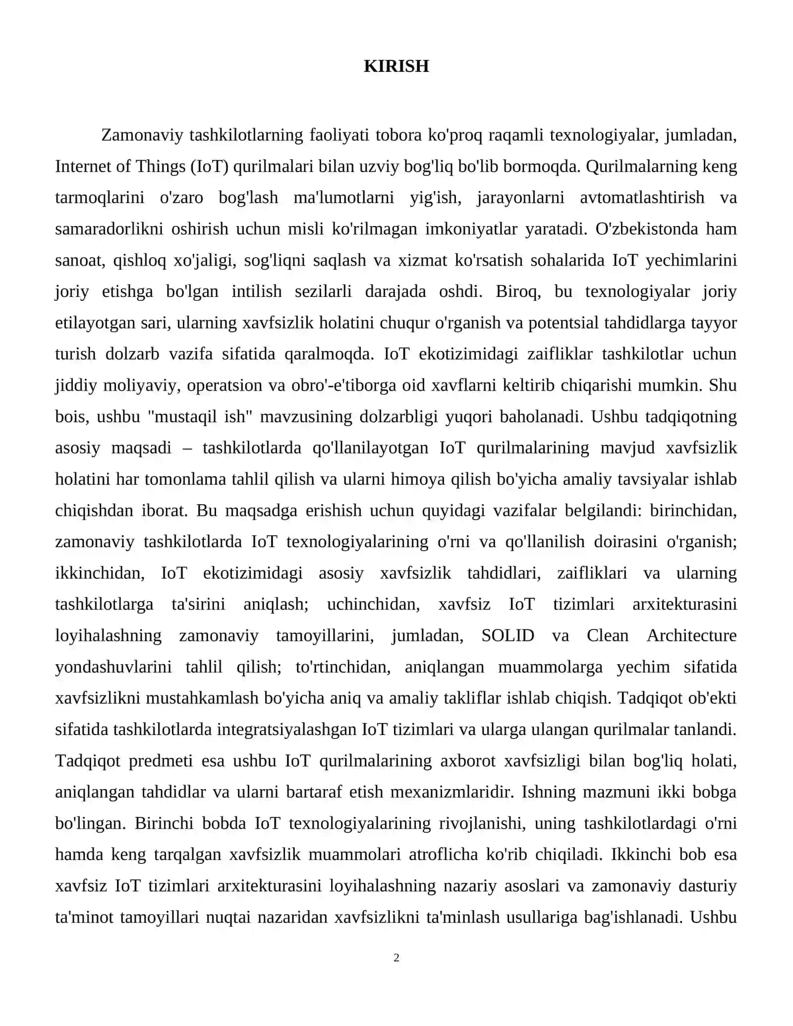 Tashkilotdagi IoT qurilmalarning xavfsizlik holatini o‘rganish. 3