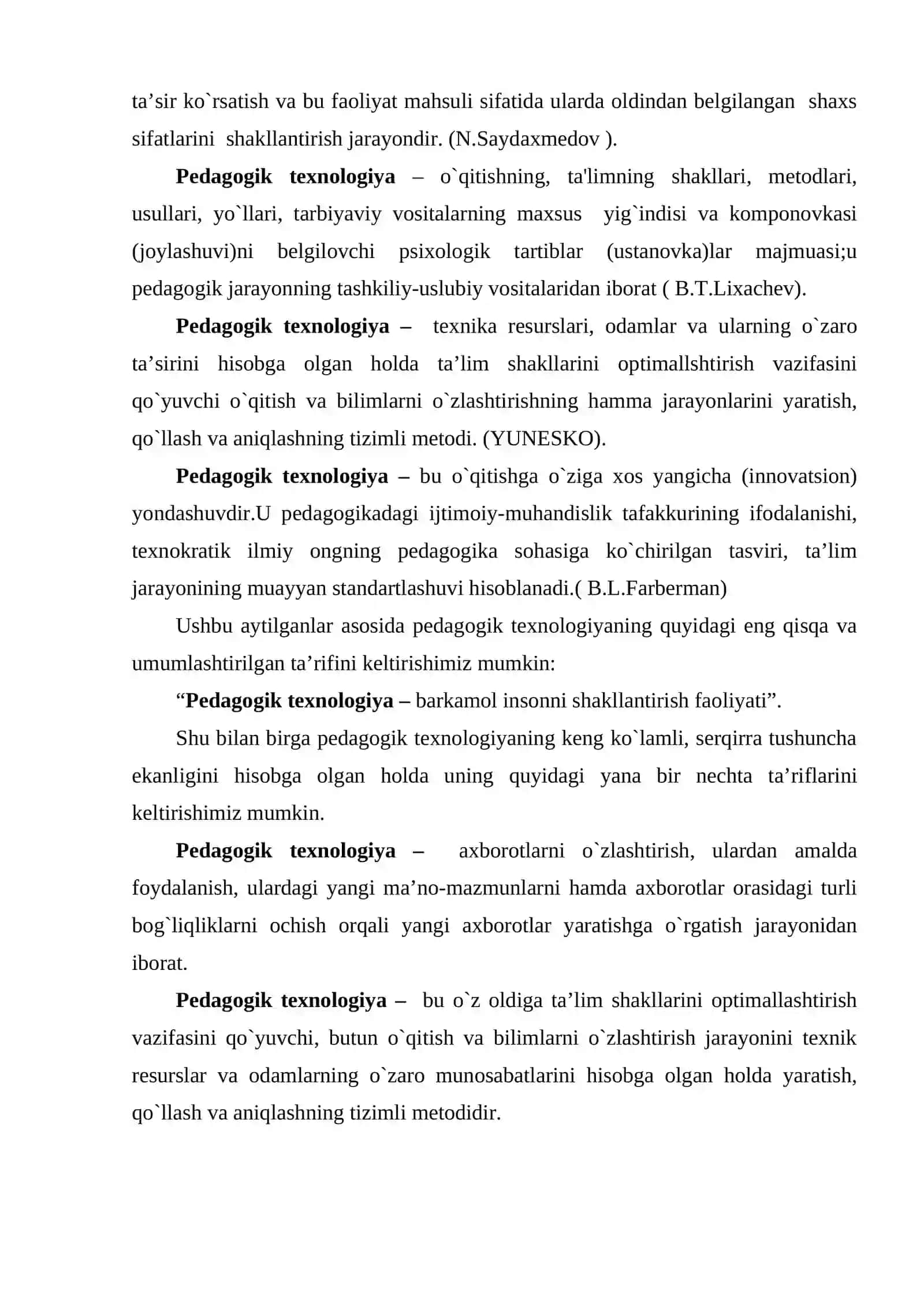 Pedagogik texnologiya turlari va dars modullari 3