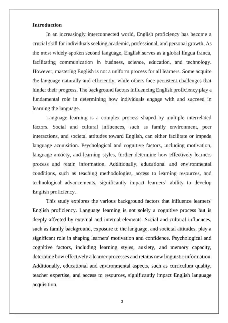 Factors that influence learners' English proficiency 3