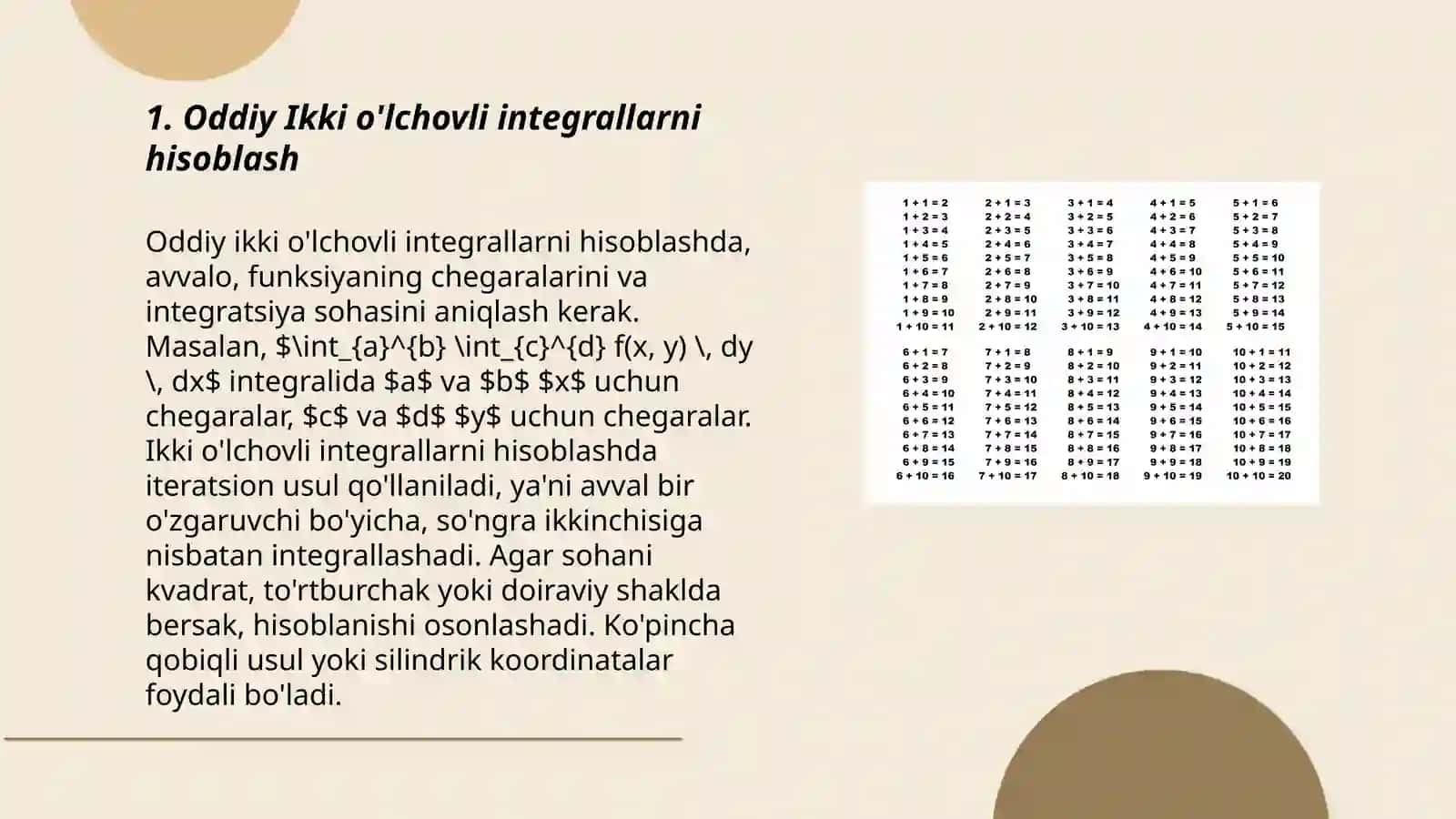 Oddiy Ikki o'lchovli integrallarni hisoblash 3