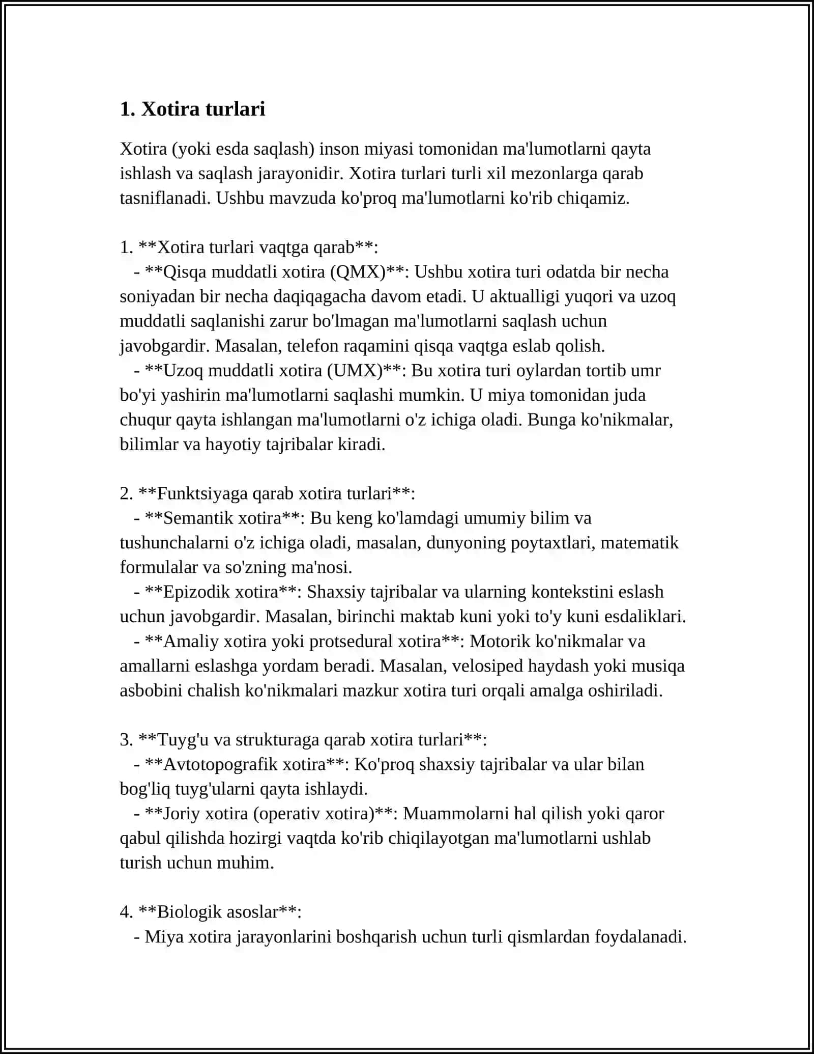 XOTIRA TURLARI VA ULARNING XUSUSIYATLARI 3