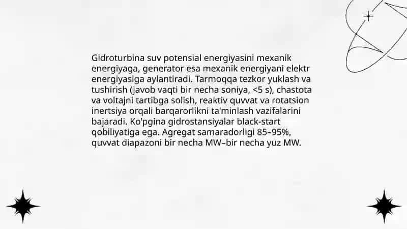 Elektr energetika tarmog'ida gidroenergetik qurilmalari o'rni 3