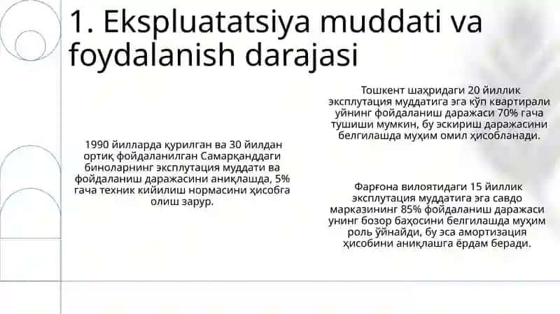 Koʻchmas mulk obyektlarining eskirishini baholash 3