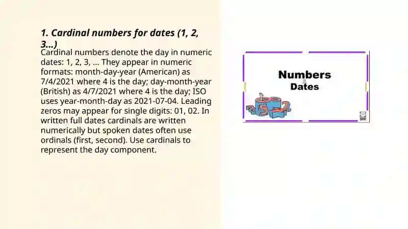 Cardinal and Ordinal Numbers for Dates 3