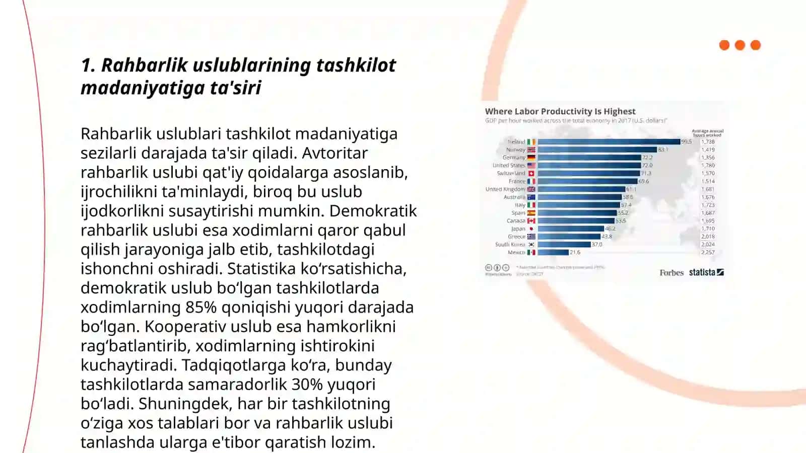 Rahbarlik uslublarining tashkilot madaniyati va mehnat unumdorligiga ta’siri 3