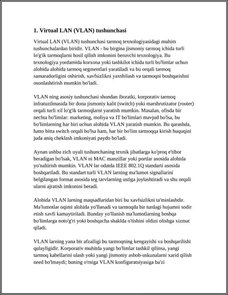 VIRTUAL LAN (VLAN) TEXNOLOGIYASI 3