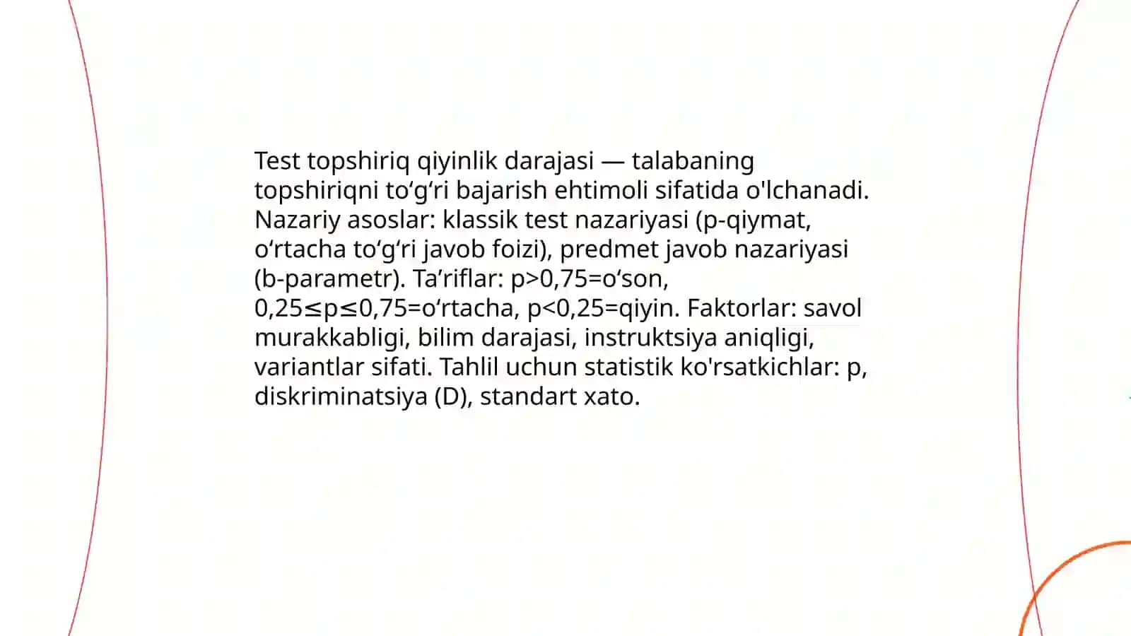 Ta'lim Tizimi Test Topshiriqlari Tahlil Qilish 3