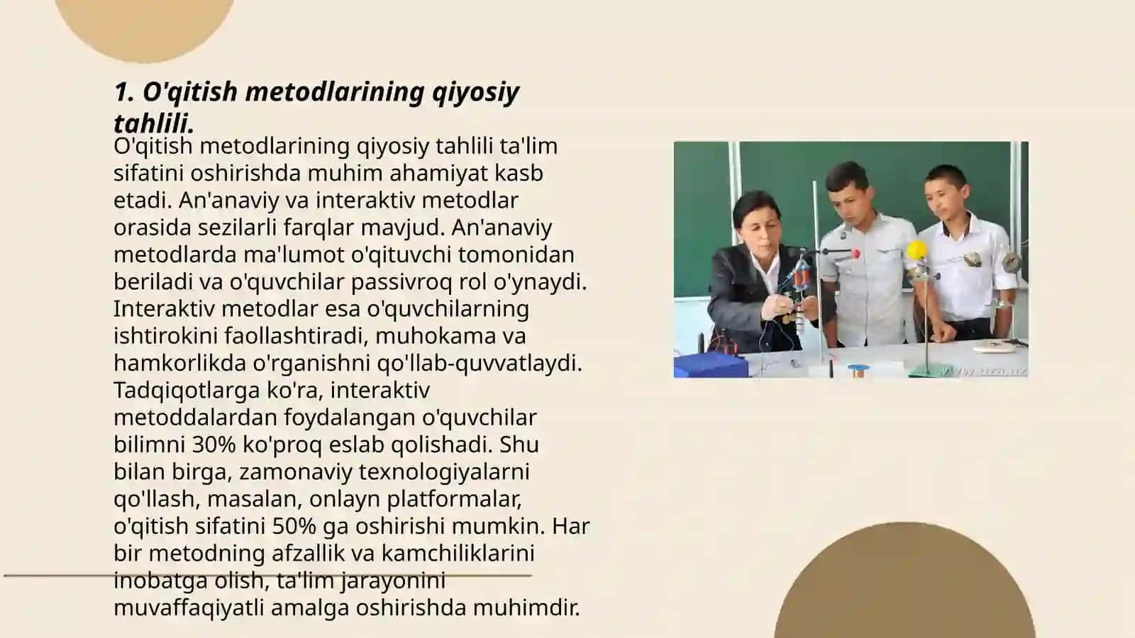 O'qitish metodlarining qiyosiy tahlili 3